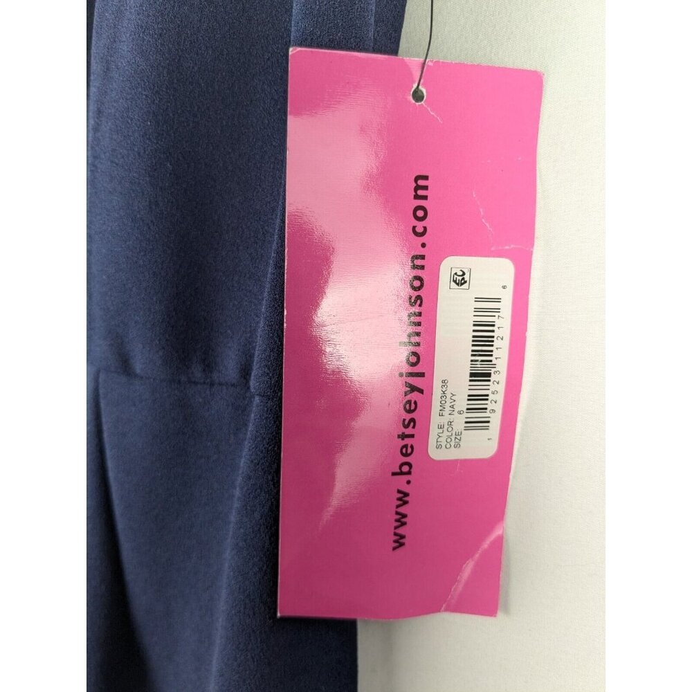 Betsey Johnson Dress Womens 6 Navy Scuba Crepe Dress Ruffle Hem Short Sleeve NWT - Picture 6 of 9